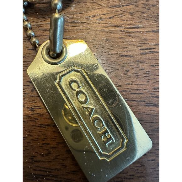 Coach Leather Keychain Brass lanyard wristlet Small Tag Wrist Strap green blue - Picture 3 of 9